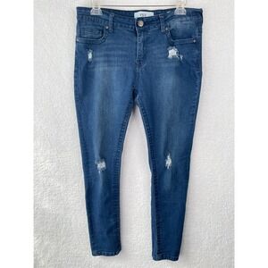 VGS Jeans Womens‎ 8 Roll Up Skinny Medium Wash Distressed Denim UGS-P9885A Blue
